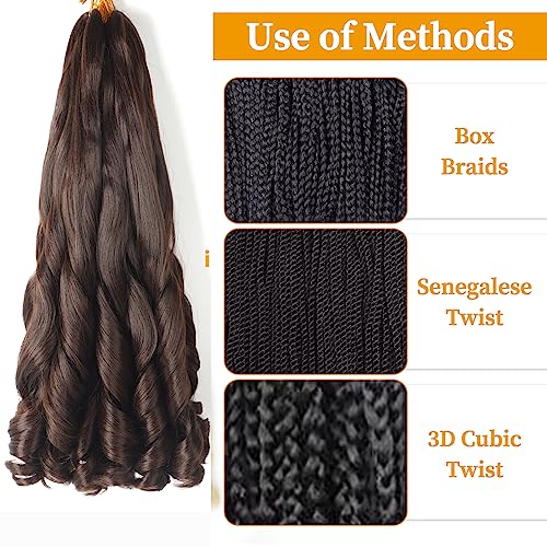 French Curly Braiding Hair 22 Inch 8Pack/lot Loose Wavy Spiral Curl Braids Crochet Hair Deep Wave Synthetic Extensions Pre Stretched Bouncy Braiding Hair(4#) - Image 3