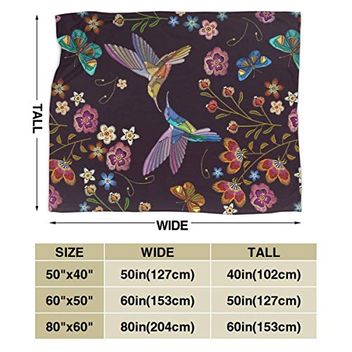 Abucaky Hummingbird Bird Fleece Throw Blanket Ultra Soft Cozy Blooming Flowers Decorative Flannel Blanket All Season For Home Couch Bed Chair Travel 80X60In #TOP4