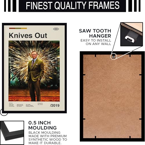 Image of BLINKART Knives Out Movie Poster Frame 8x12 Inch | Premium 300 GSM Paper Wall Print | Mid Century Vintage Film Artwork for Home, Bedroom, Living Room, Office | Framed Photo Decor
