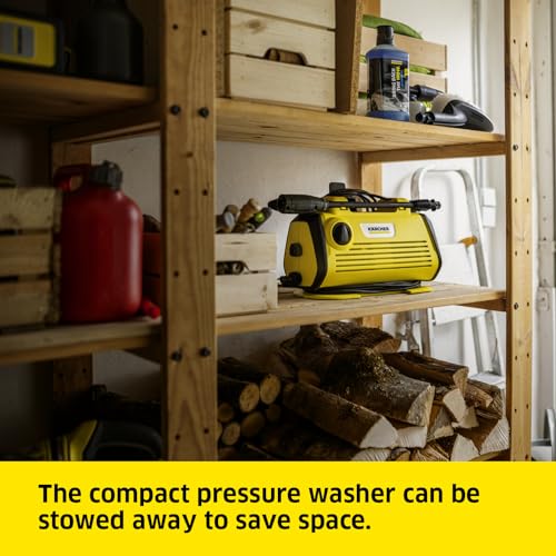 Image of Karcher K 3 - Horizontal Pressure Washer, Pressure: max. 120 bar, Flow Rate: 380 l /h, Area throughput: 25 m /h, Water Filter, Weight: 3.7 kg, Hose and high-Pressure Gun, Lance