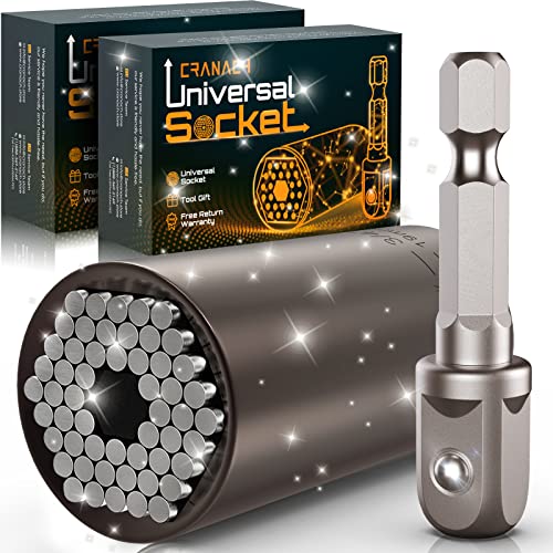 Universal Socket Tools Gifts for Men- 2 PACK Gifts for Dad Birthday Gift Super Universal Socket Set, Cool Stuff Gadgets for Men Women Husband Him Multi Socket Grip with Power Drill Adapter 7-19mm