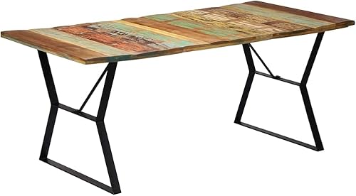 Miniatura 8 de 70.9x35.4x29.9 Reclaimed Wood Dining Table Seats 8, Iron Legs