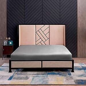 THXSILK Spannbettlaken Seide Bettlaken 180×200, Grau Seiden Bettlaken, 100% Reine 19 Momme Maulbeerseide Bettwäsche Spannbetttuch für Standardmatratze 30cm