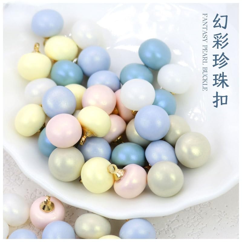 50/100PCS 10MM Białe żółte perłowe guziki do chleba Guziki perłowe do szycia(Light Blue,16L=10.0MM 50pcs)