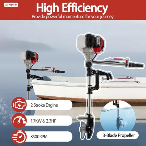 image for KTYHNPM 52CC 2.3 HP Outboard Motor 2 Stroke Outboard Boat Motors Manua