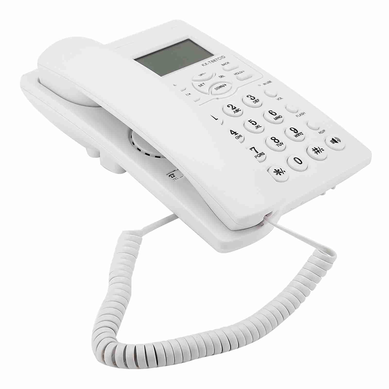 Telefono a Cavo con Segreteria Telefonica, Telefono Audio con Listener di Altoparlanti Allarme 3 Gruppi per Case per Uffici (WHITE)