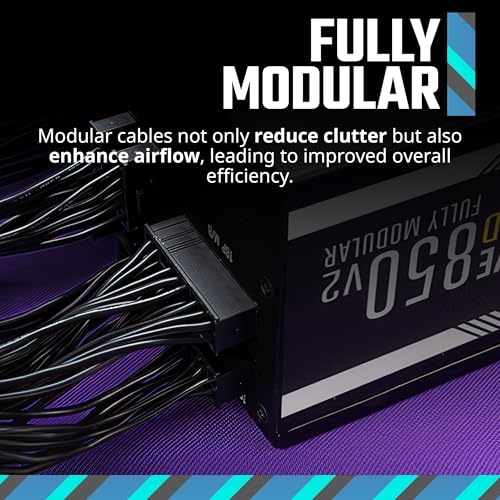 Cooler Master MWE Gold 850 V2 Full Modular, 850W, 80+ Gold Efficiency, 2 EPS Connectors, 120mm HDB Fan, Semi-fanless Operation, 5 Year Warranty - Image 7