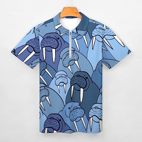 Walrus Men's Zippered Polo Shirts Short Sleeve Golf Shirt Slim Fit Casual T Shirts3
