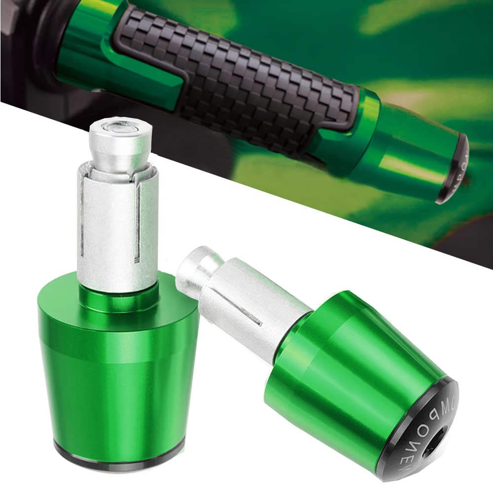 22mm Moto Manubrio Contrappesi Universal per Z900 Z750 Z650 Z400 Z800 Z1000 Ninja 250 400 650 Vulcan S 650 900 ZX6R ZX10R ER6N -Verde