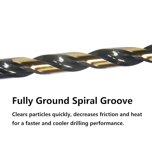 Miniatura 4 de HSS Brocas helicoidales  Juego de 24 brocas con revestimiento negro y dorado  Brocas Jobber de 1164 pulgadas para perforar en acero suave, cobre,