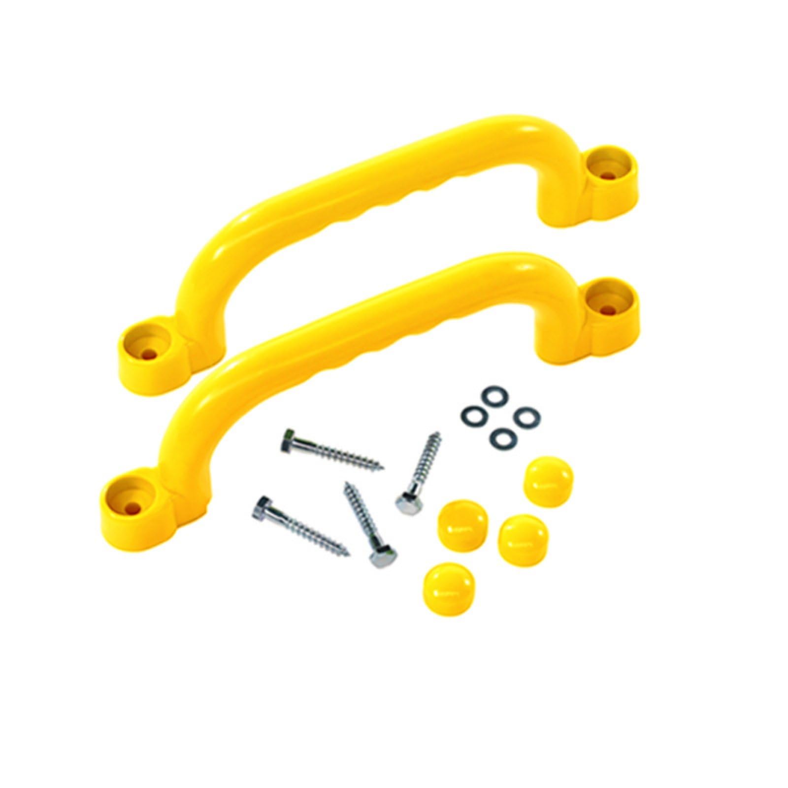 PETSOLA 2 Pieces Climbing Frame Handles Sturdy Construction Kids Climbing Handle Ergonomic Design Treehouse Grip Handles for Young Children, Yellow