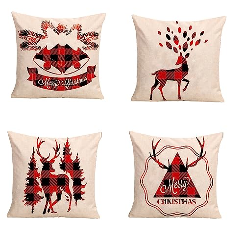 Housse coussin 60x60cm lot de 4 en lin durable avec impression double face résistante - 2
