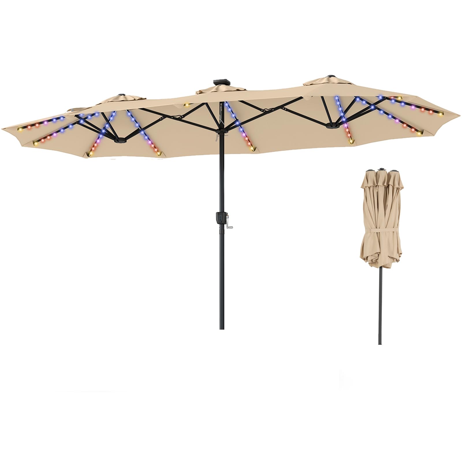 TANGZON 4.4 m Double Garden Parasol with LED Lights