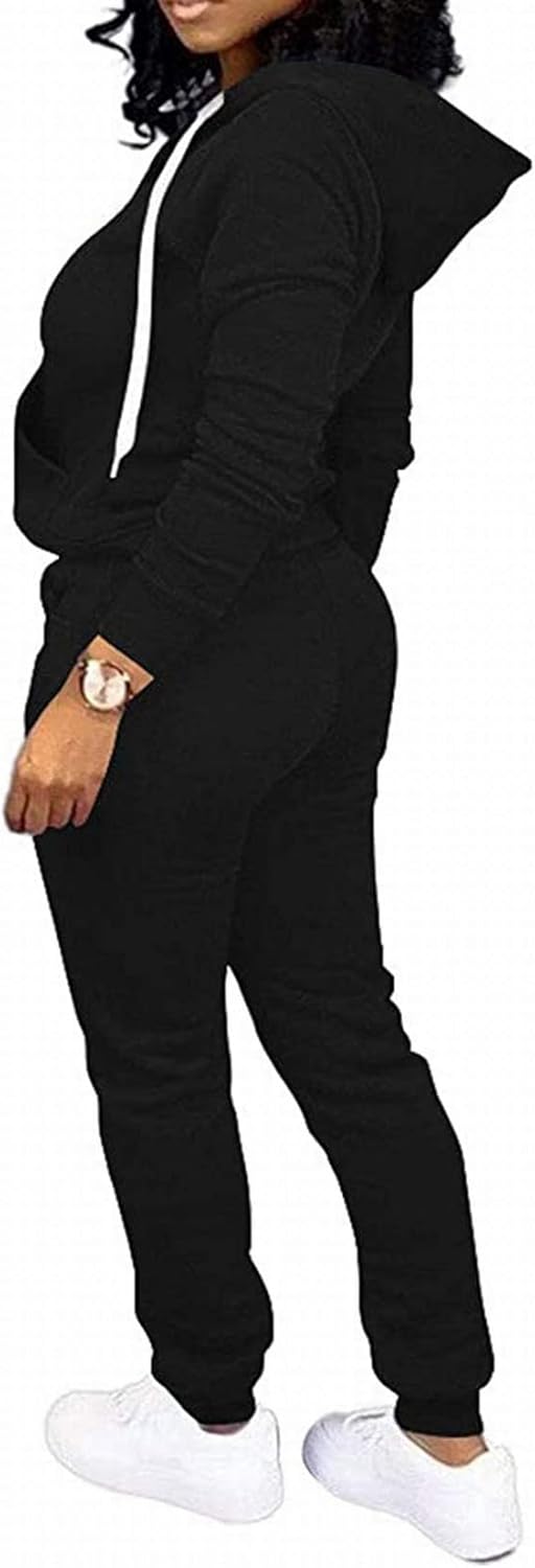 CLOCOR Track Suits for Women Set - Casual 2 Piece Outfits Sweatsuit Pocket Hoodies Long Sleeve with Patchwork Pants Set