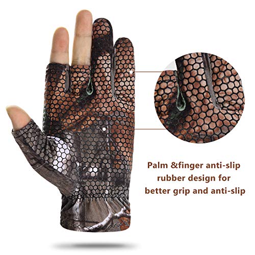 Eamber Camouflage Hunting Gloves Fingerless Gloves Pro Anti-Slip Sun Protection Lightweight Fishing Archery Accessories Hunting Outdoors (M) #TOP2