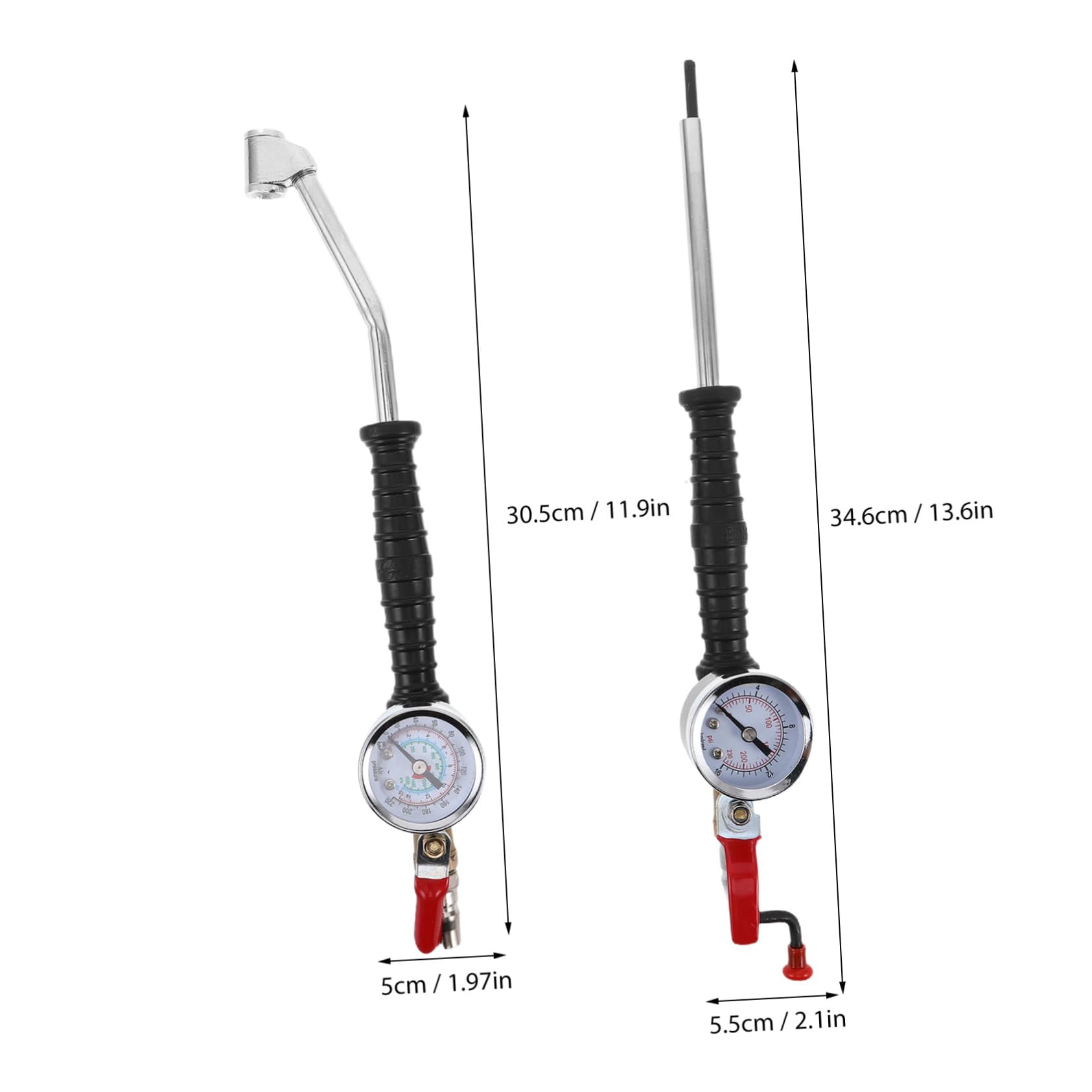 2 pezzi Manometro per Pressione Pneumatici Auto con Manovella Resistente per Gonfiaggio Rapido e Portatile Compatibile con Compressori Aria e Veicoli Multipli