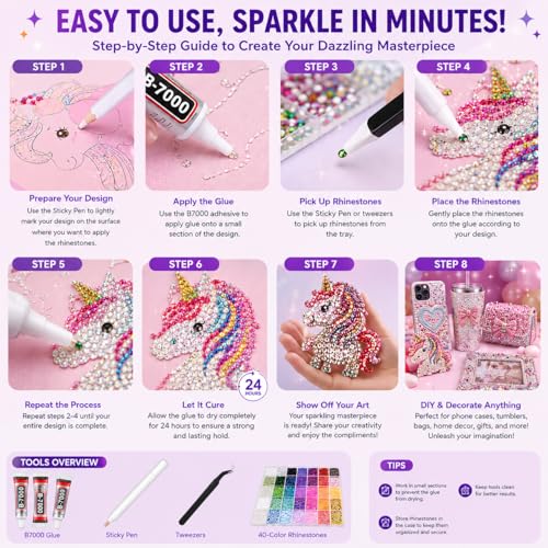 40000 Pcs Jelly Rhinestones for Bedazzling,40 Colors 3mm Resin Flat Back Gems Kit with 3pcs B7000 Jewelry Glue, Multicolor Bedazzling Rhinestones for Diamond Art, Nail Art, DIY Craft Projects — view 6