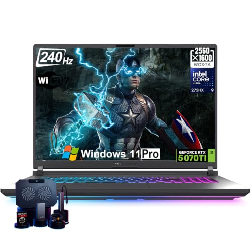 Image of ASUS ROG Strix G18 Gaming Laptop, GeForce RTX 5070 Ti 12GB GDDR7, 18 inch 2.5K ROG Nebula 240Hz Display, Intel 24-Core Ultra 9 275HX, 64GB DDR5 RAM, 4T SSD, RGB Keyboard, WiFi 7, Win 11 Pro, W /Accessories