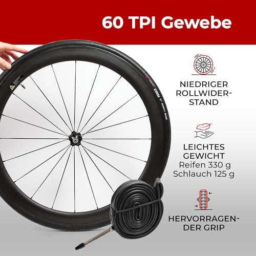Schlauchreifen Fincci 28 Zoll Set mit Fahrradschlauch 700x23c