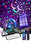 One Fire Proyector Estrellas, Bluetooth Proyector Bebe, Control Remoto Proyector Niños,360° Rotación Proyector Bebes Luces y Musica,12 Colores Luz Nocturna Infantil con Estrellas Luna Temporizador