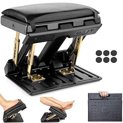 Fußstütze Schreibtisch Verstellbare, Fußstütze Ergonomisch mit Abnehmbarem Weichem Sitzkissen, 4 Höhenverstellung mit Massageperlen Maxtraglast 120 Kg Für Auto Heimbüros