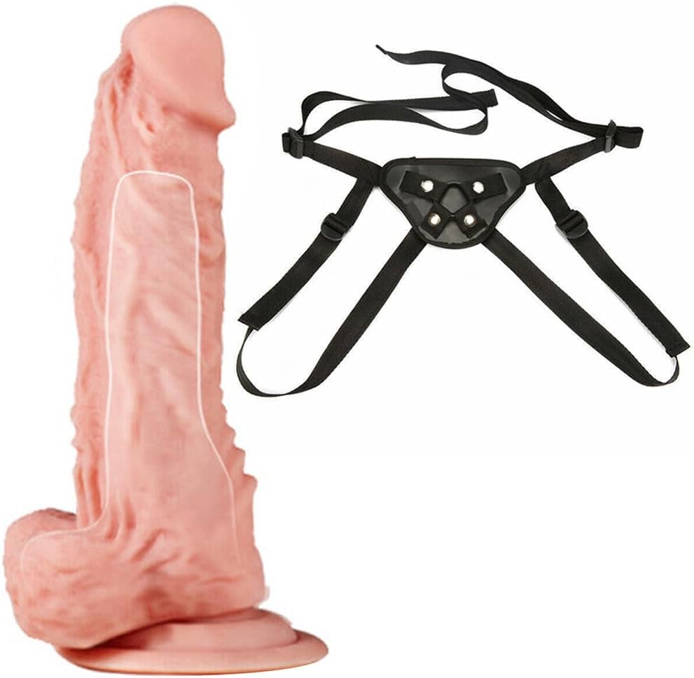 Honeypleasures 7 inch Hollow Strap-On Dildo for Men with Small Penis or ED Problems adds Length and Girth, Harness fits Waist Size 26" - 40"