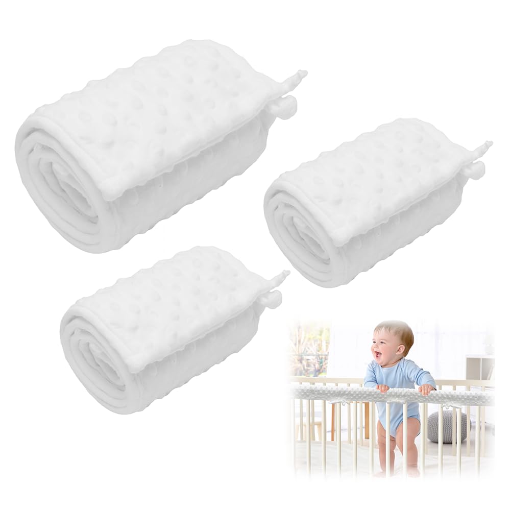 RANJIMA Bettkantenschutz Kinderbett,3pcs Bettgitter Polsterung Stoßstange,128x18cm/68x18cm Bettschutzgitter Kinderbettgitter Babybettgitter,Passt auf Seiten und Vorderschienen Bettgeländer Schutzhülle