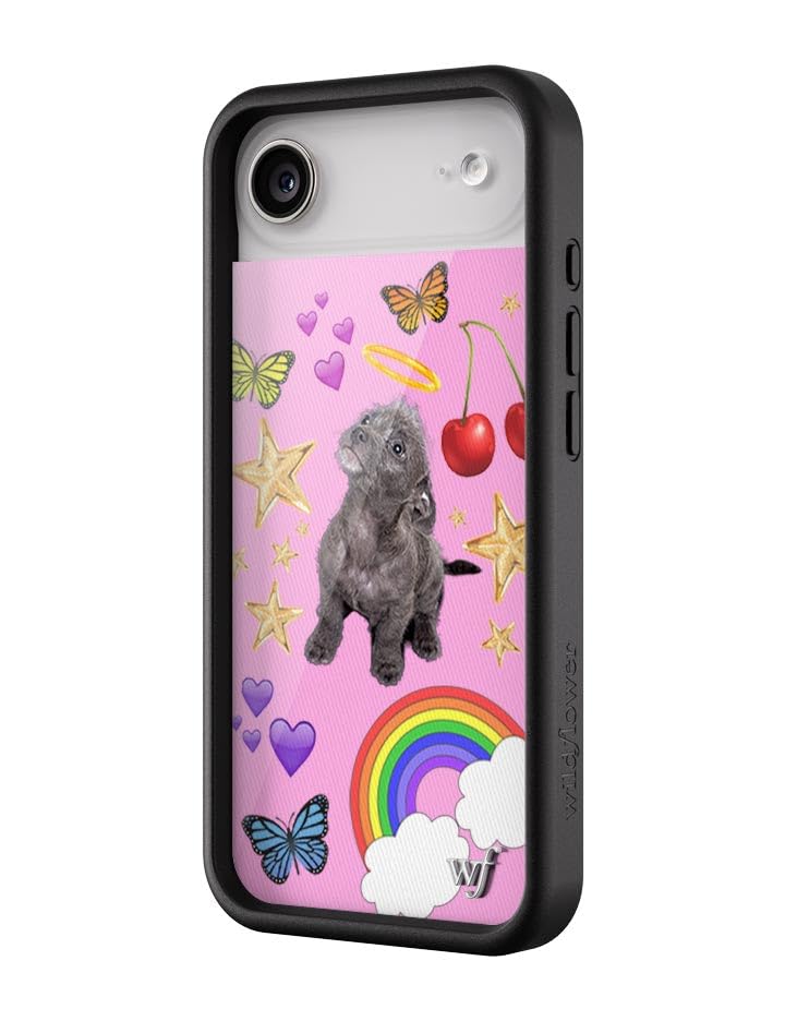 Wildflower Custodie - Compatibile con iPhone 17 Air | Paraurti protettivo nero, certificato Test di caduta di 2 m, di proprietà delle donne piccole imprese | Cuori rosa stelle cane farfalla trendy