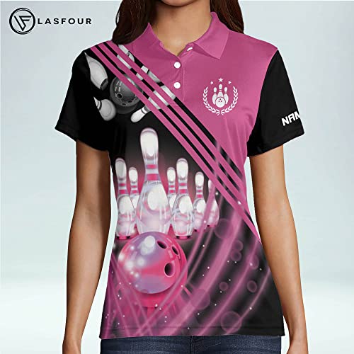 Lasfour Personalized 3D Pink Bowling Shirt For Women, Custom 3D Bowling Jerseys Shirt For Girls, Funny Bowling Team Shirts For Women #TOP3