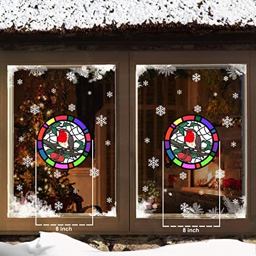 Christmas Stained Glass Robin Tree Santa Father Christmas Bauble Snowflake Window Stickers Cling (Santas Sleigh)