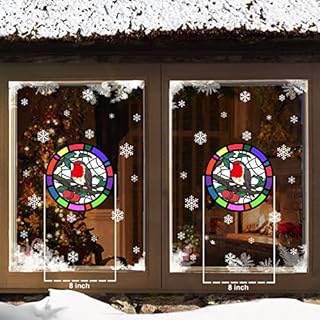 Christmas Stained Glass Robin Tree Santa Father Christmas Bauble Snowflake Window Stickers Cling (Santas Sleigh)
