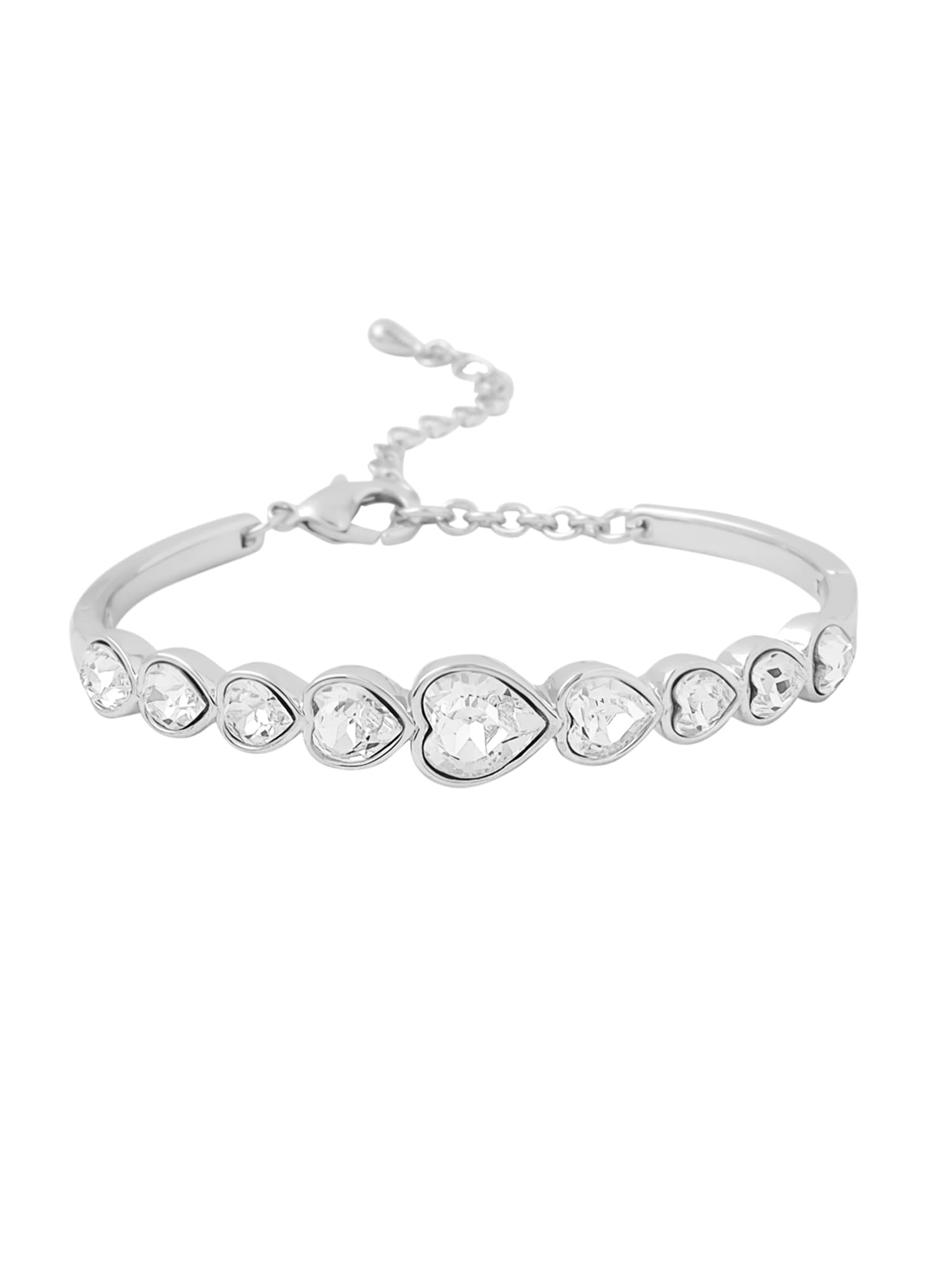 Bracelet for Women and Girls A5 High Grade Crystal Bracelets for women | SIlver Toned Valentine Special Heart Bracelet | Birthday Gift For girls and women Anniversary Gift for Wife