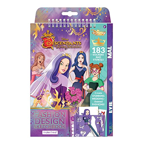 Disney Descendants Royal Wedding Fashion Design Sketchbook for Girls - Create Stunning Wedding-Themed Fashions with 183 Stickers, Stencils, Design Guide - Gift for Ages 8+, Develops Real-World Skills - image 1