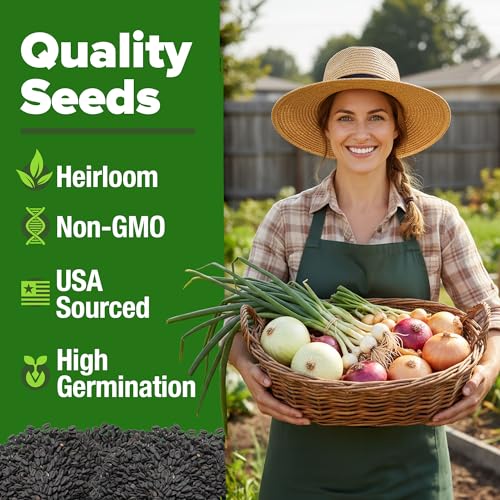 Image of HOME GROWN 8 Onion Variety Mix 1600+ Heirloom Non-GMO Seeds for Planting, High Germination, Red, Yellow, White, Sweet Vidalia & Spanish Bulb Onions, Green Scallions,Indoor Outdoor Garden (Allium cepa)