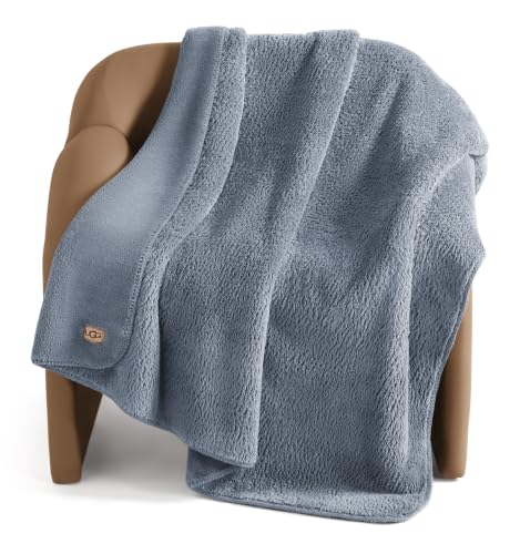 Image of UGG Whitecap Throw Blanket, Soft Fleece Blanket, 50 inch x 70 inch, Denim Blue