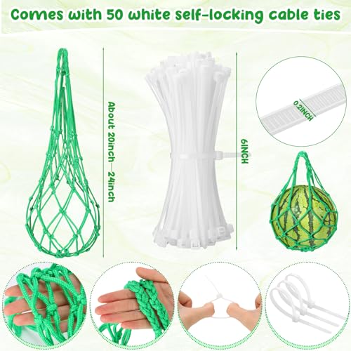 Nuenen 12 Pcs Watermelon Net Melon Hammock Melon Cradle Plant and Garden Supports Pumpkin Support Hanging Bag Protects Watermelons, Honeydew, Squash, Cantaloupes (Green) by Nuenen - Image 3