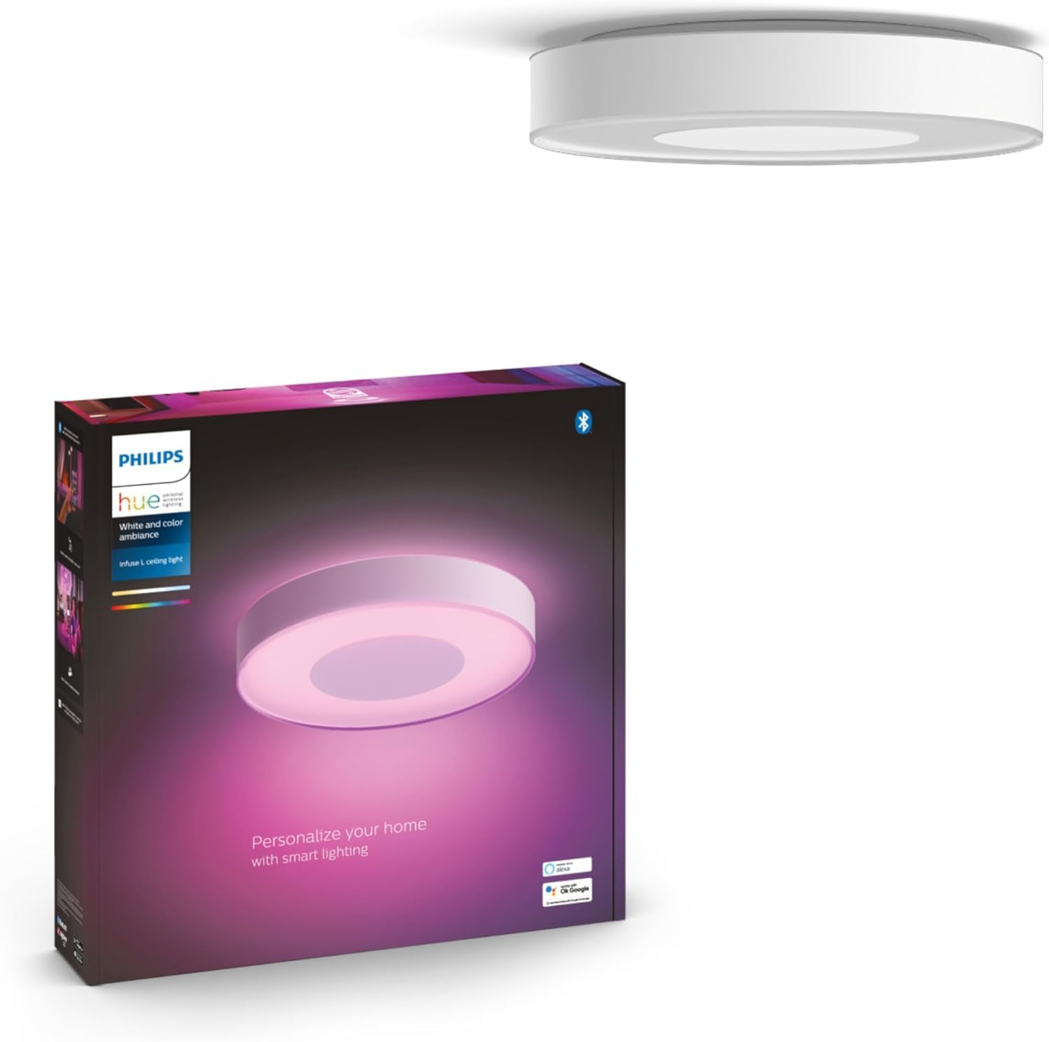 Philips Hue White &Color Ambiance, Plafonnier LED Infuse, Ø 42.5cm, Blanc