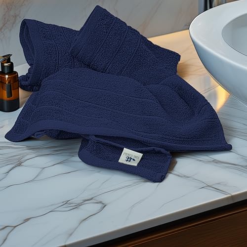 Image of Tens Towels Pack of 6 Hand Towels, 100% Cotton, Lighter Weight, Quick to Dry, 16 x 28 Inches, Super Soft & Absorbent, Perfect for Bathroom & Kitchen, Navy