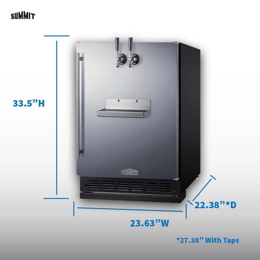 Summit 24" Cold Brew Kegerator, Dual Front Taps, No Drill Coffee Dispenser, Stainless Steel - SBC7BRSFRTPCF