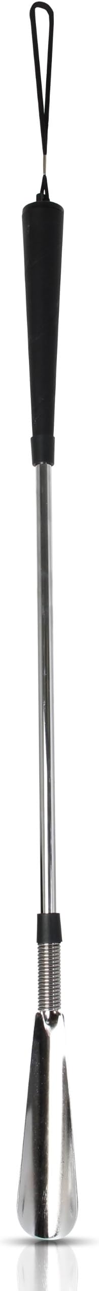 HomecraftChromed Shoehorn (Eligible for VAT relief in the UK), 600 mm Long, Sturdy, Durable, Metal Shoe Horn with Plastic Handle & Loop to Hang, Makes it Easier to Put Shoes On Without Bending Over
