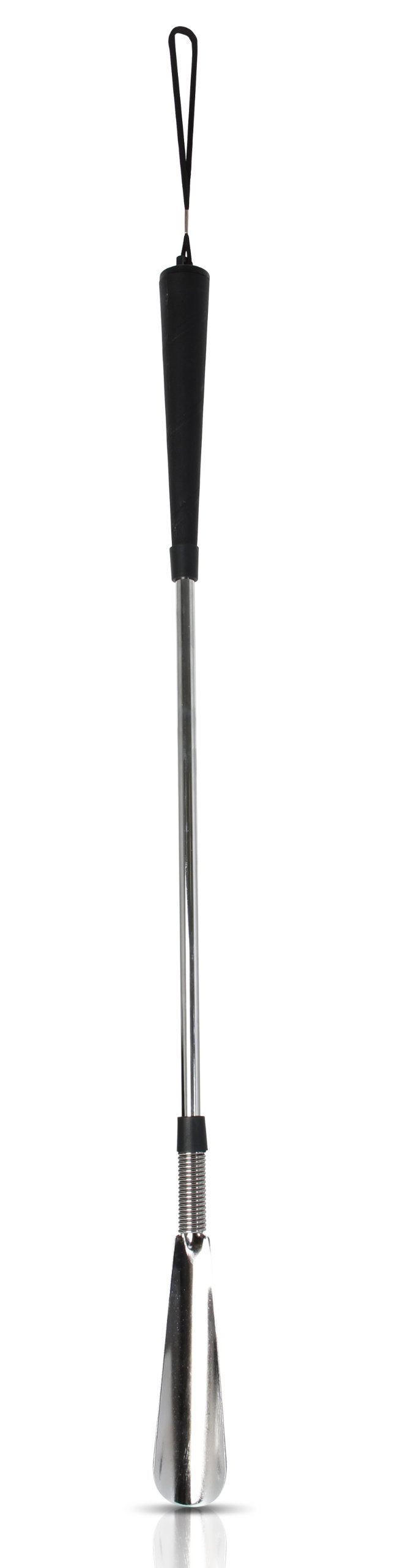 HomecraftChromed Shoehorn (Eligible for VAT relief in the UK), 600 mm Long, Sturdy, Durable, Metal Shoe Horn with Plastic Handle & Loop to Hang, Makes it Easier to Put Shoes On Without Bending Over
