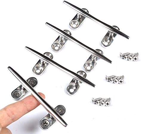 Mxeol Marine Dock Cleat Boat Open Base Stainless Steel w/Screws (4 PCS)