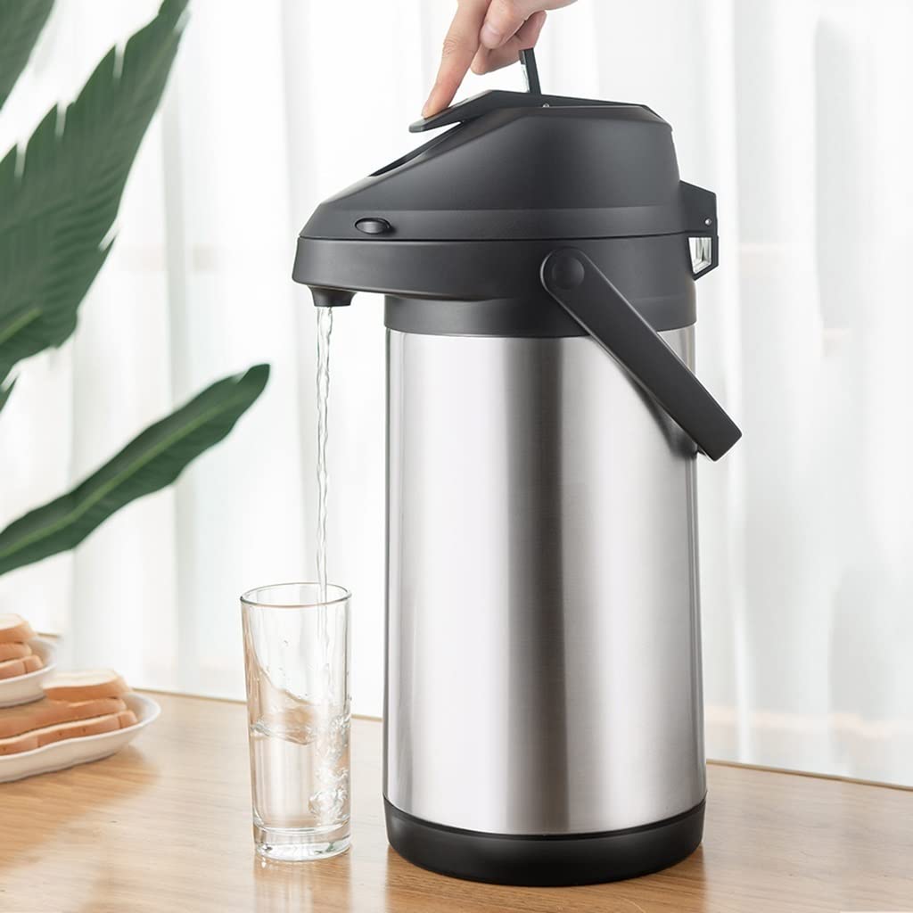 Café térmico Airpot Carafe, termos aislados con dispensador de Bebidas de Bomba, Aislamiento Caliente y frío de 24 Horas, urna de Acero Inoxidable para té, Agua, café, Bebidas heladas