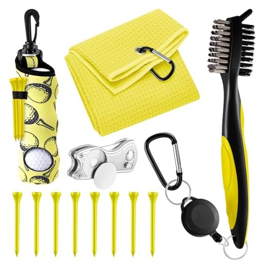 Liliful Kit de acessórios de golfe com 12 peças, inclui bolsa de bola de golfe com gancho, toalha, marcador magnético, escova de limpeza de ferramentas divot, para presentes femininos e masculinos