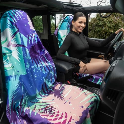 Image of Universal Car Seat Cover with Non-Slip Back Hawaii Style - Portable Auto Seat Cushion Fit for Cars Truck SUV Seats - Waterproof Carseat Protector Great for Dog or Kid Outdoor Sport Activities