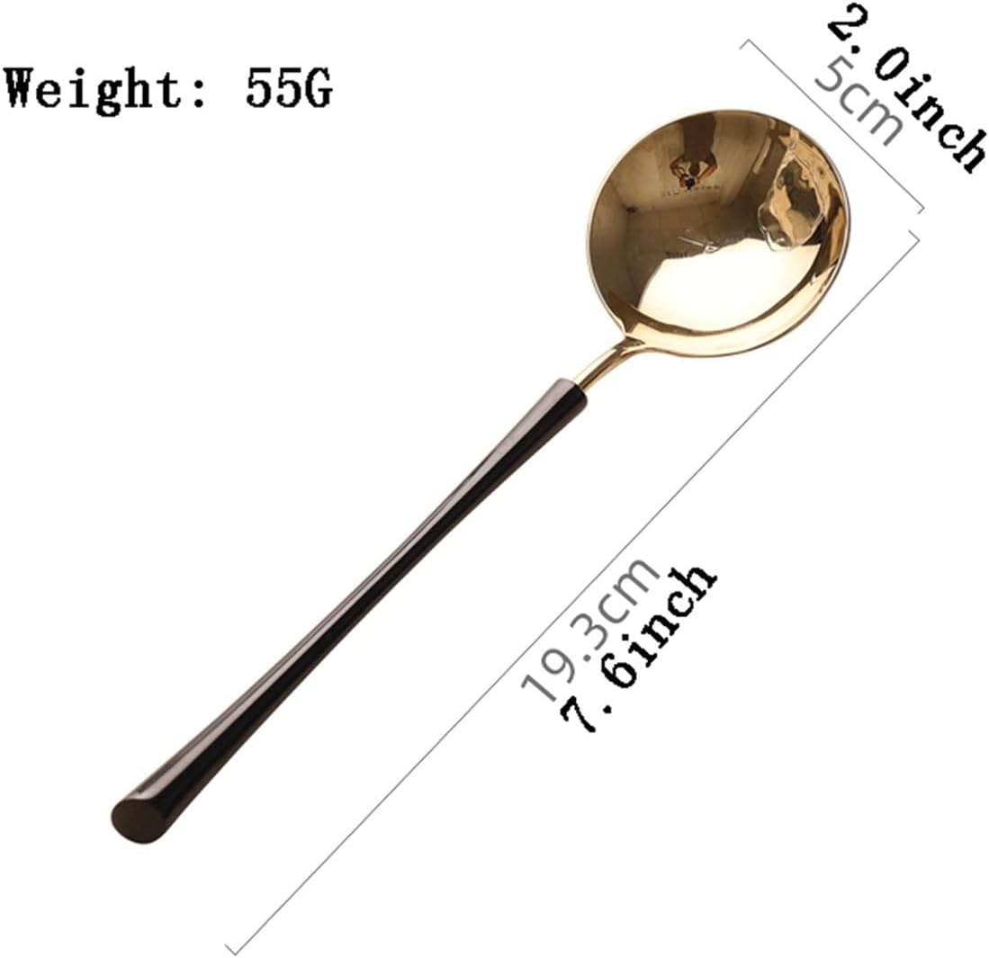 Soup Spoon Large Round Stainless Steel Rice Dessert Coffee Golden Silver Multi-color Ladle