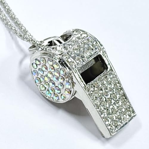Silbato estilo Bling con cristales, metálico plateado miniatura 2
