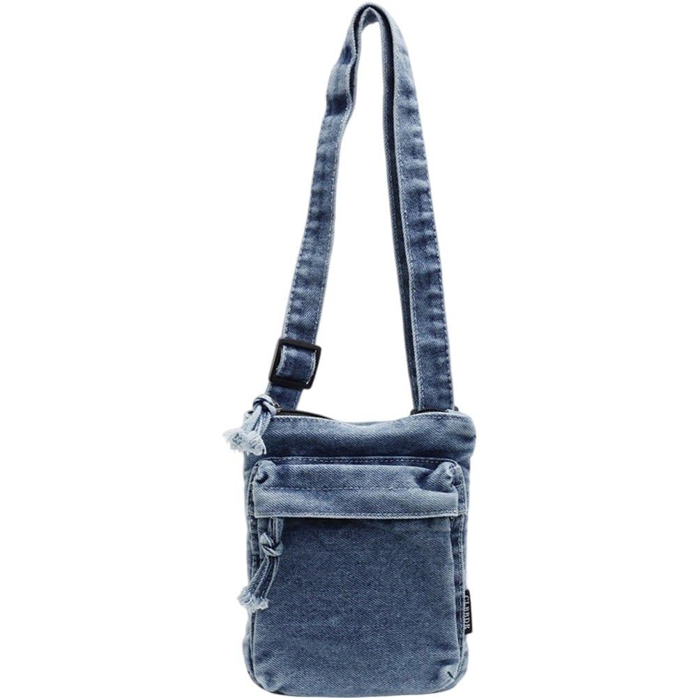 Fituenly Women's Blue Mobile Phone Bag Retro Denim Crossbody Bag Purse Wrist Pouch Handbag Crossbody Shoulder Bag Zipper Cellphone Purse For Girls