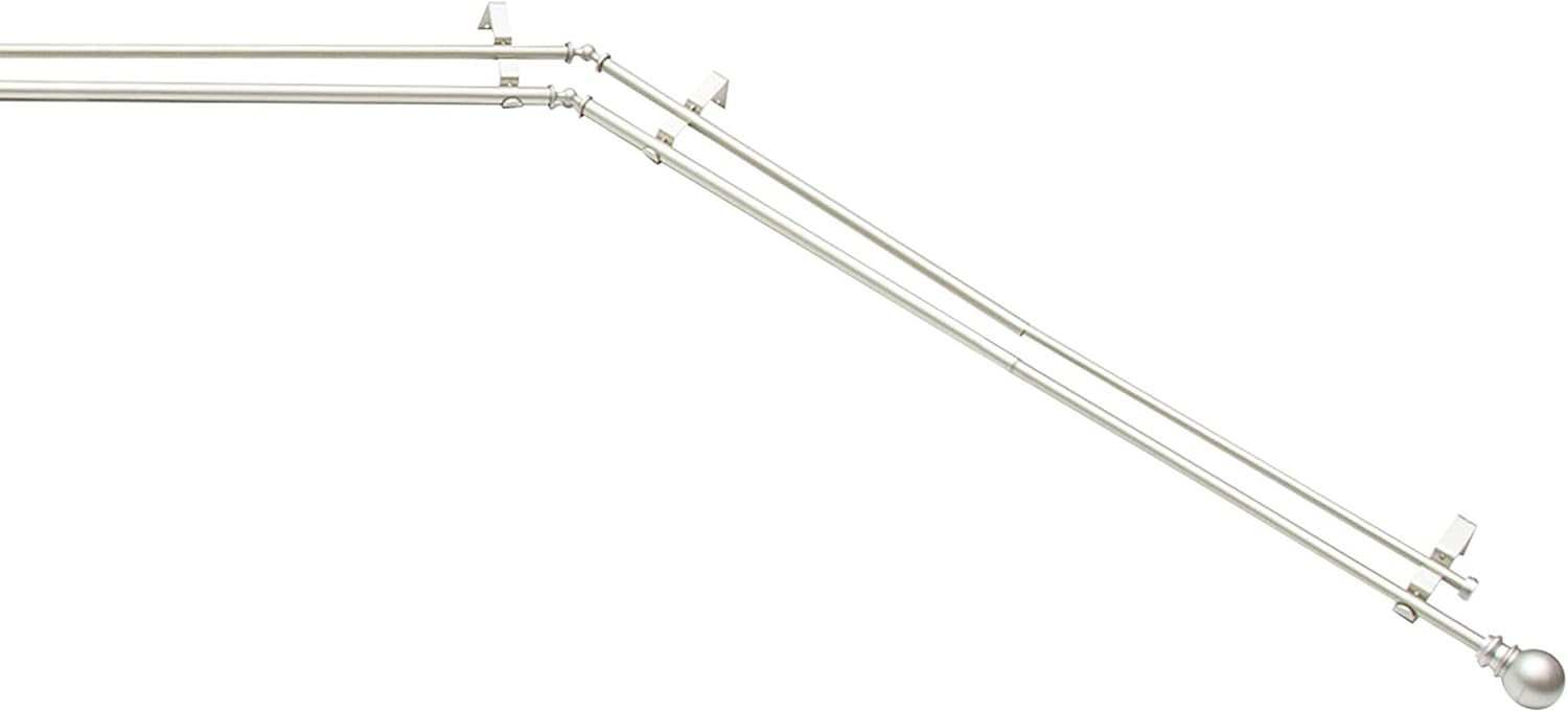 Kenney KN80721 Bryce Ball End Decorative Bay Window Double Curtain Rod, 78-144" Adjustable Length (22-37" Adjustable Sides, 28-72" Adjustable Middle) Black Finish, 3/4" Diameter Steel Tube