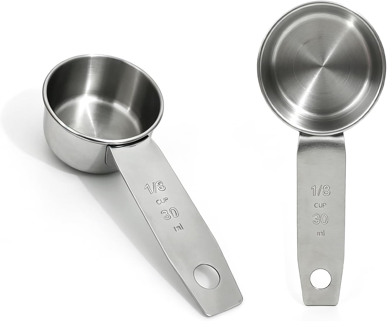 1/3 Cup Scoop 2Pcs Stainless Steel Measuring Cup(80ml)